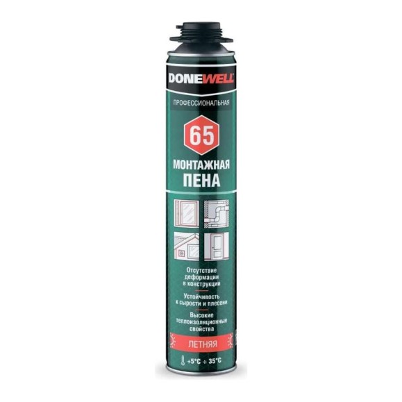 Пена полиуретановая монтажная профессиональная летняя DONEWELL 65 DPP10S65
