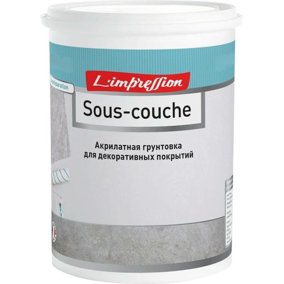 Грунтовка для декоративных покрытий L’impression Sous-couche 2.5 л, пигментированная, цвет 42099 6TF5GGEN1P Грунтовка для декоративных покрытий L’impression Sous-couche 2.5 л, пигментированная, цвет 42099 6TF5GGEN1P