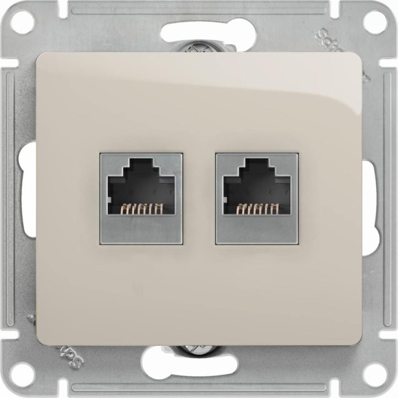 Механизм двойной розетки Systeme Electric Glossa rj11+rj45, категория 5e, молочный GSL000985 Механизм двойной розетки Systeme Electric Glossa rj11+rj45, категория 5e, молочный GSL000985