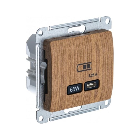 Розетка Systeme Electric Glossa usb тип-c 65w высокоскор.заряд. qc, pd, механизм, дерево дуб GSL000527 Розетка Systeme Electric Glossa usb тип-c 65w высокоскор.заряд. qc, pd, механизм, дерево дуб GSL000527
