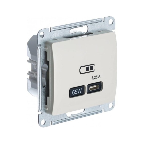 Розетка Systeme Electric Glossa usb тип-c 65w высокоскор.заряд. qc, pd, механизм, молочный GSL000927 Розетка Systeme Electric Glossa usb тип-c 65w высокоскор.заряд. qc, pd, механизм, молочный GSL000927