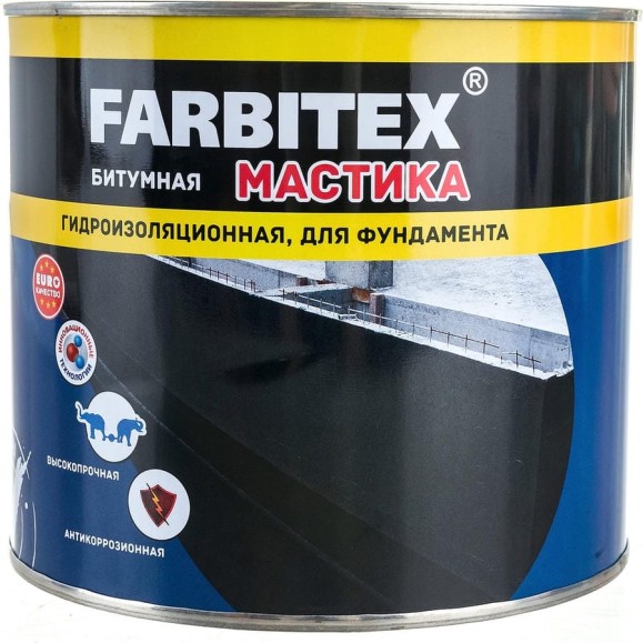 Битумная мастика Farbitex (гидроизоляционная; 2 кг) 4300003453 Битумная мастика Farbitex (гидроизоляционная; 2 кг) 4300003453