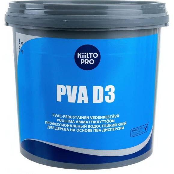 Водостойкий клей для дерева на основе ПВА дисперсии KIILTO PVA D3 3 кг T6560.003