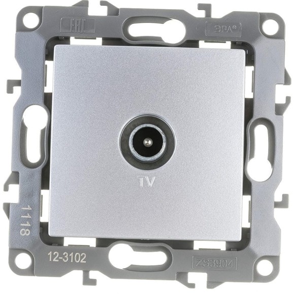 Розетка TV ЭРА 12-3102-03 проходная, IP20, 12, алюминий Б0027433