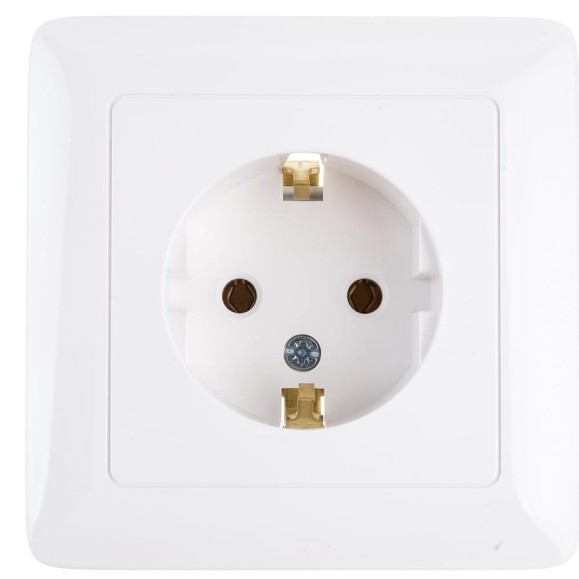 Розетка Systeme Electric 1-м СП Хит 16А с заземлением, белая SchE RS16-134-B