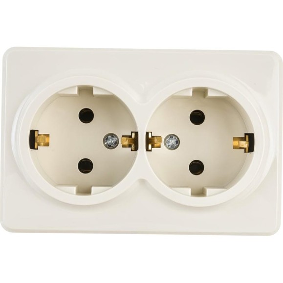 Розетка ЭРА 11-2205-02 2х2P E Schuko, 16A-250В, IP20, ОУ, Эксперт, сл.кость Б0020692