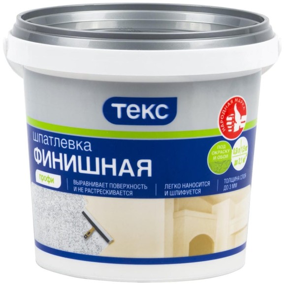 Шпатлевка латексная финишная ПРОФИ 1.5 кг ТЕКС 19203
