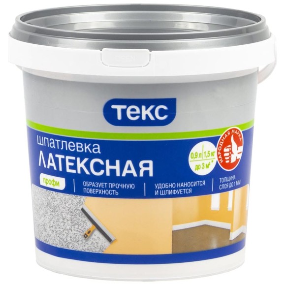 Шпатлевка латексная ПРОФИ 1.5 кг ТЕКС 19076 Шпатлевка латексная ПРОФИ 1.5 кг ТЕКС 19076