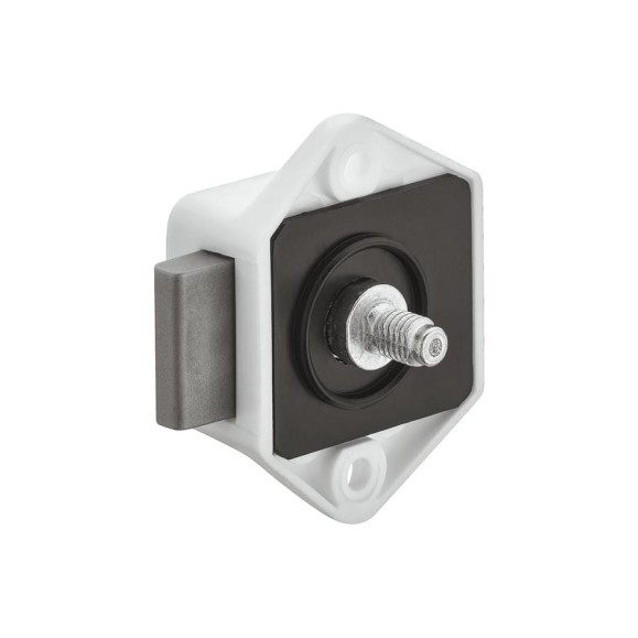 Накладной замок с ригелем Hafele Push-Lock Mini, дорнмасс 15 мм, белый 211.61.704 Накладной замок с ригелем Hafele Push-Lock Mini, дорнмасс 15 мм, белый 211.61.704