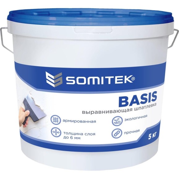 Выравнивающая шпатлевка SOMITEK BASIS 5 кг 36029 Выравнивающая шпатлевка SOMITEK BASIS 5 кг 36029