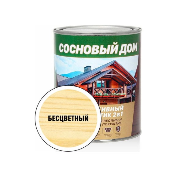 Декоративно-защитный состав для древесины ЗАО Декарт Сосновый дом бесцветный, 0.8 л 29516 Декоративно-защитный состав для древесины ЗАО Декарт Сосновый дом бесцветный, 0.8 л 29516