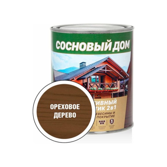 Декоративно-защитный состав для древесины ЗАО Декарт Сосновый дом ореховое дерево, 0.8 л 29520
