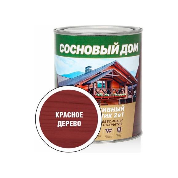 Декоративно-защитный состав для древесины ЗАО Декарт Сосновый дом красное дерево, 0.8 л 29518 Декоративно-защитный состав для древесины ЗАО Декарт Сосновый дом красное дерево, 0.8 л 29518