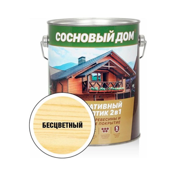 Декоративно-защитный состав для древесины ЗАО Декарт Сосновый дом бесцветный, 2.7 л 29523 Декоративно-защитный состав для древесины ЗАО Декарт Сосновый дом бесцветный, 2.7 л 29523