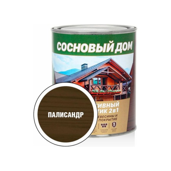 Декоративно-защитный состав для древесины ЗАО Декарт Сосновый дом палисандр, 0.8 л 29521