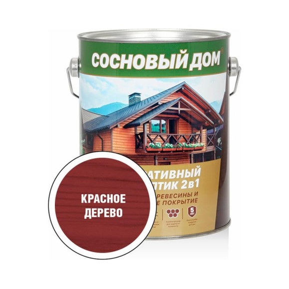 Декоративно-защитный состав для древесины ЗАО Декарт Сосновый дом красное дерево, 2.7 л 29525 Декоративно-защитный состав для древесины ЗАО Декарт Сосновый дом красное дерево, 2.7 л 29525