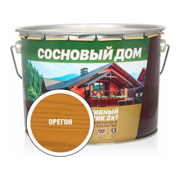 Декоративно-защитный состав для древесины ЗАО Декарт Сосновый дом орегон, 9 л 29539 Декоративно-защитный состав для древесины ЗАО Декарт Сосновый дом орегон, 9 л 29539
