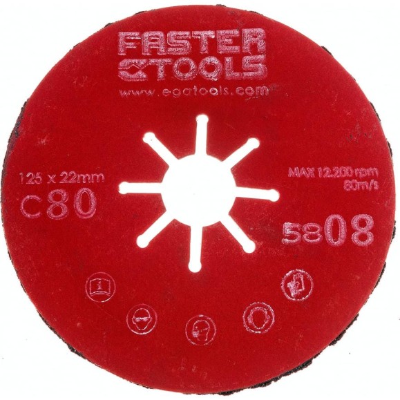 Диск шлифовальный гофрированный 125 мм, P80 FASTER TOOLS 5808