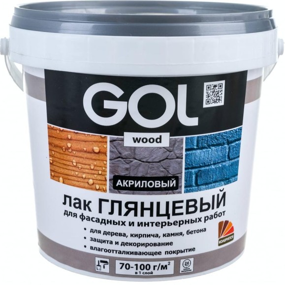 Акриловый глянцевый лак PALIZH GOL бесцветный, 0.9 кг 11590418