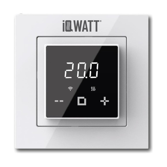 Терморегулятор для теплого пола IQWATT IQ THERMOSTAT D Wi-Fi с Wi-Fi, программируемый, белый/черный 421 Терморегулятор для теплого пола IQWATT IQ THERMOSTAT D Wi-Fi с Wi-Fi, программируемый, белый/черный 421
