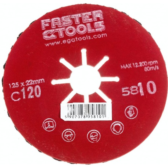 Диск шлифовальный гофрированный 125 мм, P120 FASTER TOOLS 5810