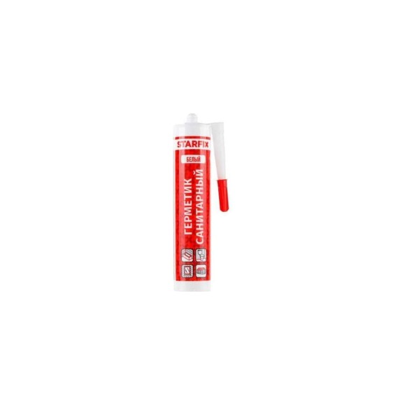 Санитарный силиконовый Герметик STARFIX Sanitary Silicone белый, 300 мл SM-57866