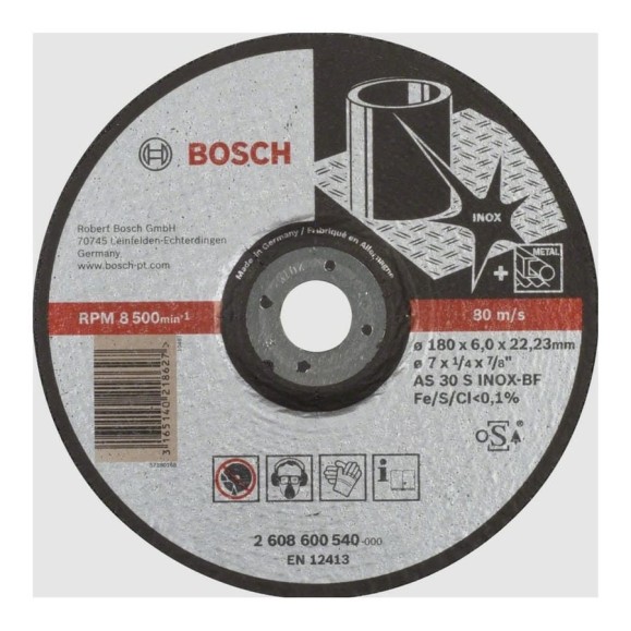 Круг обдирочный по нержавеющей стали (180x22.23х6 мм) Bosch 2608600540