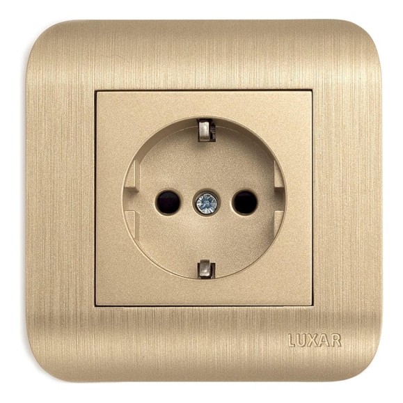 Розетка LUXAR Deco с/у с з/к шампань с рифленой рамкой, 250В 16А 4606400620327 Розетка LUXAR Deco с/у с з/к шампань с рифленой рамкой, 250В 16А 4606400620327