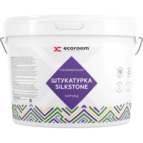 Декоративная полимерная штукатурка ECOROOM SilkStone Короед 2 мм, белый, 18 кг Е-Шт -3075/18 Декоративная полимерная штукатурка ECOROOM SilkStone Короед 2 мм, белый, 18 кг Е-Шт -3075/18
