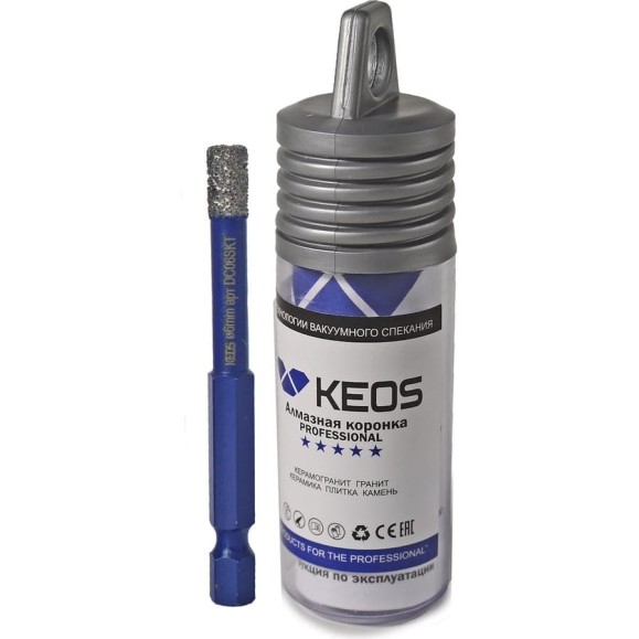 Коронка алмазная по керамограниту PRO 6 мм, 1/4 HEX, с воском KEOS DC06SKT Коронка алмазная по керамограниту PRO 6 мм, 1/4 HEX, с воском KEOS DC06SKT