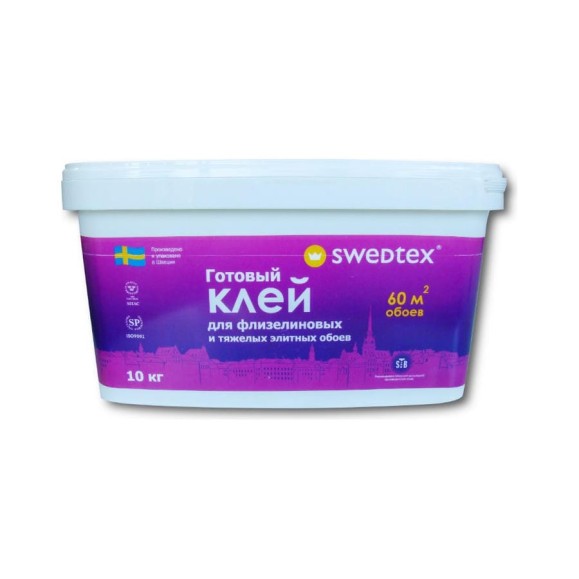 Готовый клей для флизелиновых обоев Swedtex ведро, 10 кг LF-10 Готовый клей для флизелиновых обоев Swedtex ведро, 10 кг LF-10