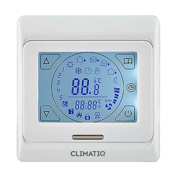 Терморегулятор для теплого пола IQWATT CLIMATIQ ST с ЖК-дисплеем, сенсорными кнопками и функциями программирования, белый 20667 Терморегулятор для теплого пола IQWATT CLIMATIQ ST с ЖК-дисплеем, сенсорными кнопками и функциями программирования, белый 20667