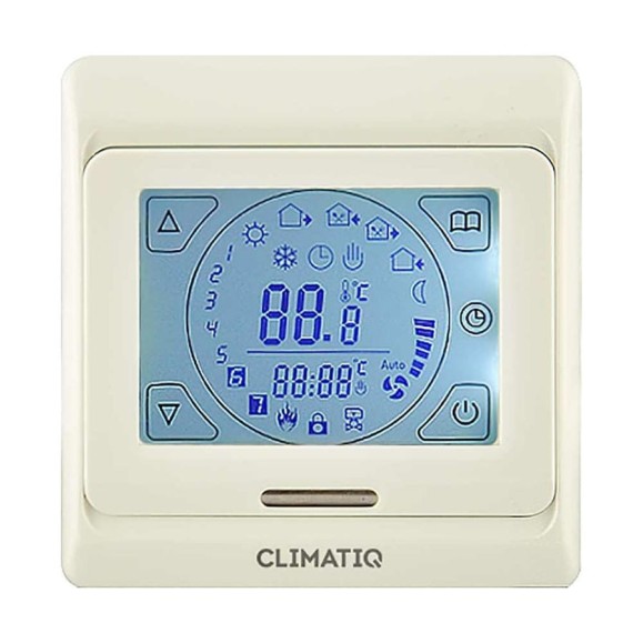 Терморегулятор для теплого пола IQWATT CLIMATIQ ST с ЖК-дисплеем, сенсорными кнопками и функциями программирования, слоновая кость 20668 Терморегулятор для теплого пола IQWATT CLIMATIQ ST с ЖК-дисплеем, сенсорными кнопками и функциями программирования, слоновая кость 20668
