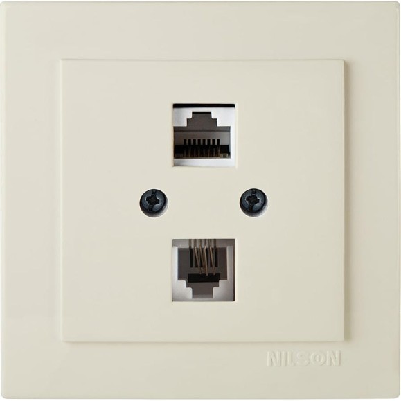Компьютерная+телефонная розетка Nilson, СУ RJ 45CAT5+RJ11, TOURAN-ALEGRA-THOR, кремовый 24121048 Компьютерная+телефонная розетка Nilson, СУ RJ 45CAT5+RJ11, TOURAN-ALEGRA-THOR, кремовый 24121048