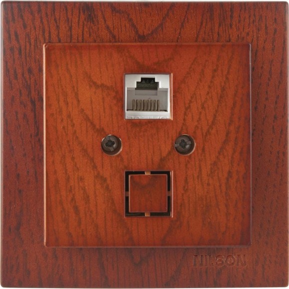 1-местная компьютерная розетка Nilson СУ RJ45 CAT6, TOURAN WOOD, черешня 24261045 1-местная компьютерная розетка Nilson СУ RJ45 CAT6, TOURAN WOOD, черешня 24261045