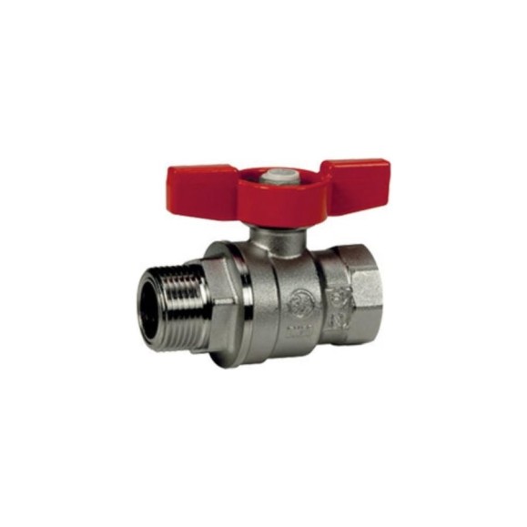 Шаровой кран Giacomini 1 1/4, ВН, ручка-бабочка красная, хромированный R854 R854X026