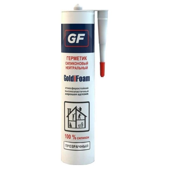 Силиконовый нейтральный герметик GoldiFoam GF бесцветный, 260 мл 20011