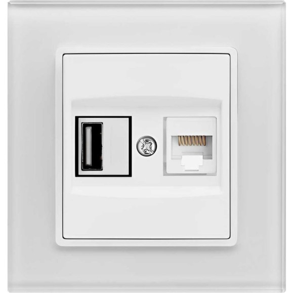 Розетка Metronex Electric Exclusive White для USB + сетевого кабеля LAN FRZ00050504BEL
