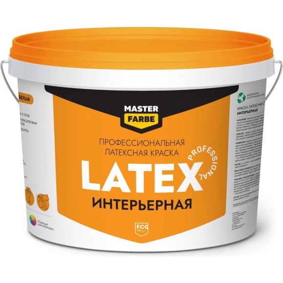 Интерьерная краска для стен и потолков MASTERFARBE PROLATEX ВД, белая, 14 кг 4631166884706
