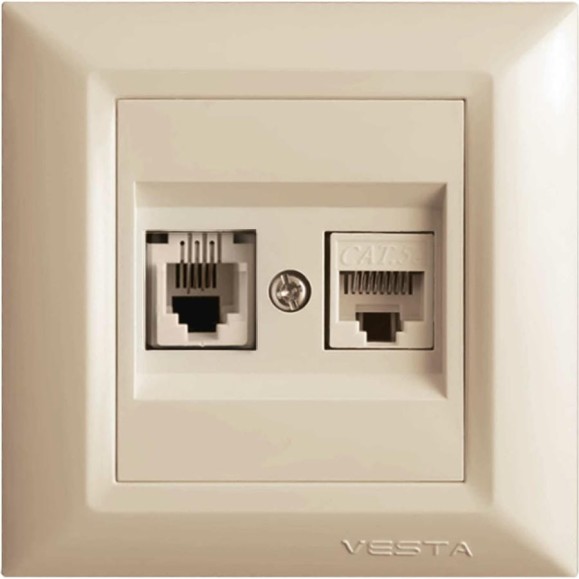Розетка Metronex Electric Roma Кремовый для LAN + Phone FRZ00010113MLK