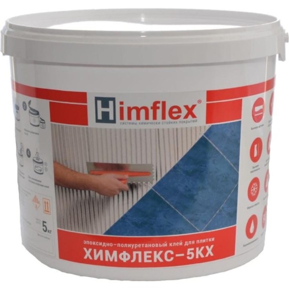 Эластичный эпоксидно-полиуретановый клей для плитки и камня Himflex 5КХ белый ведро 10 кг 4631168710478 Эластичный эпоксидно-полиуретановый клей для плитки и камня Himflex 5КХ белый ведро 10 кг 4631168710478