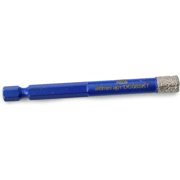 Коронка алмазная с воском по керамограниту PRO 8 мм, 1/4" HEX KEOS DC08SKT