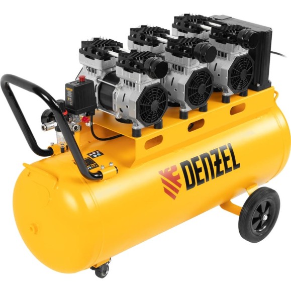 Безмаслянный малошумный компрессор Denzel DLS 2250/100, 2250 Вт, 3x750, 100 л, 410л/мин блок упр 58029 Безмаслянный малошумный компрессор Denzel DLS 2250/100, 2250 Вт, 3x750, 100 л, 410л/мин блок упр 58029