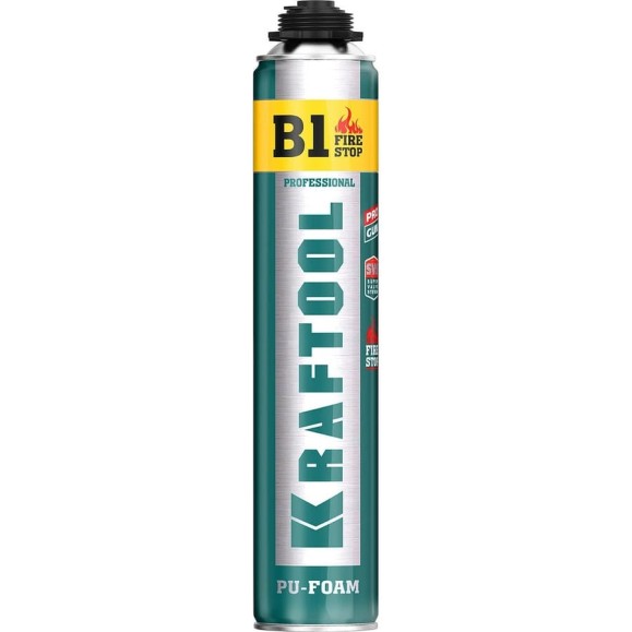 Огнестойкая монтажная пена KRAFTOOL Fire stop B1 SVS 750 мл, пистолетная, выход до 45 л 41186 41186_z01