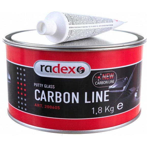 Полиэфирная шпатлевка со стекловолокном Radex carbon line с отвердителем, 1,8 кг 200605