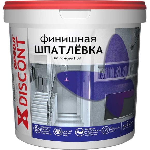 Шпатлевка ОРЕОЛ Дисконт ВД, на основе ПВА, 7 кг 73995