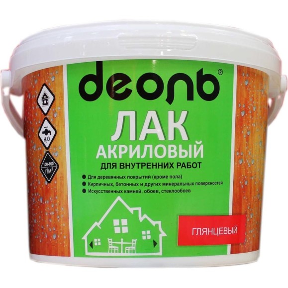 Акриловый лак Деоль для внутренних работ, глянцевый, 2.7 л 00022398 Акриловый лак Деоль для внутренних работ, глянцевый, 2.7 л 00022398