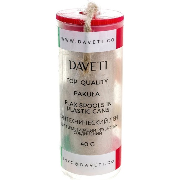 Сантехнический лён DAVETI в банке, 40 грамм, шпуля LEND40