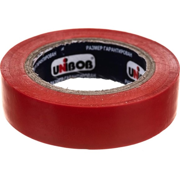Изолента ПВХ UNIBOB 15 мм х 10 м, красная, 130 мкм 211771 Изолента ПВХ UNIBOB 15 мм х 10 м, красная, 130 мкм 211771