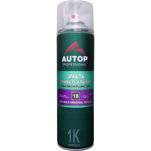 Эмаль акриловая универсальная высокоукрывистая AUTOP Professional №18, черный глянцевый, аэрозоль 650 мл ATP-A07348 Эмаль акриловая универсальная высокоукрывистая AUTOP Professional №18, черный глянцевый, аэрозоль 650 мл ATP-A07348